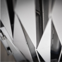 Close-up of a metallic surface with geometric patterns