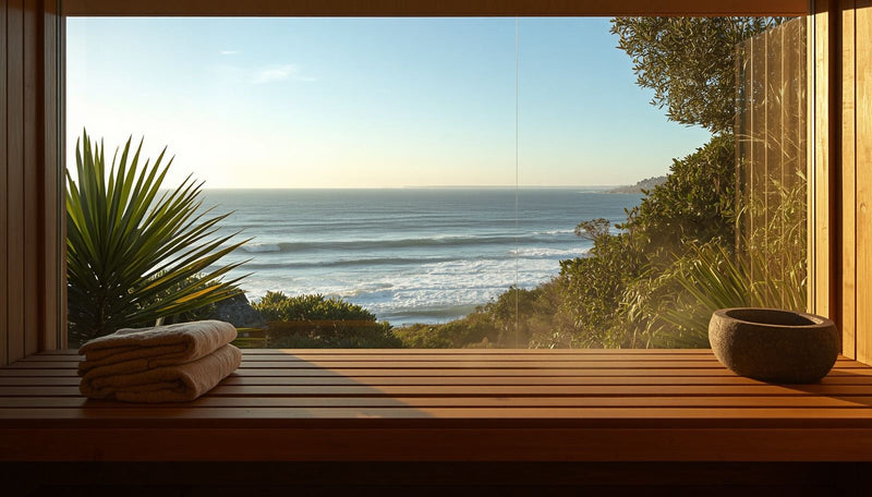 Sauna setting representing the link between heat therapy and cardiovascular health.