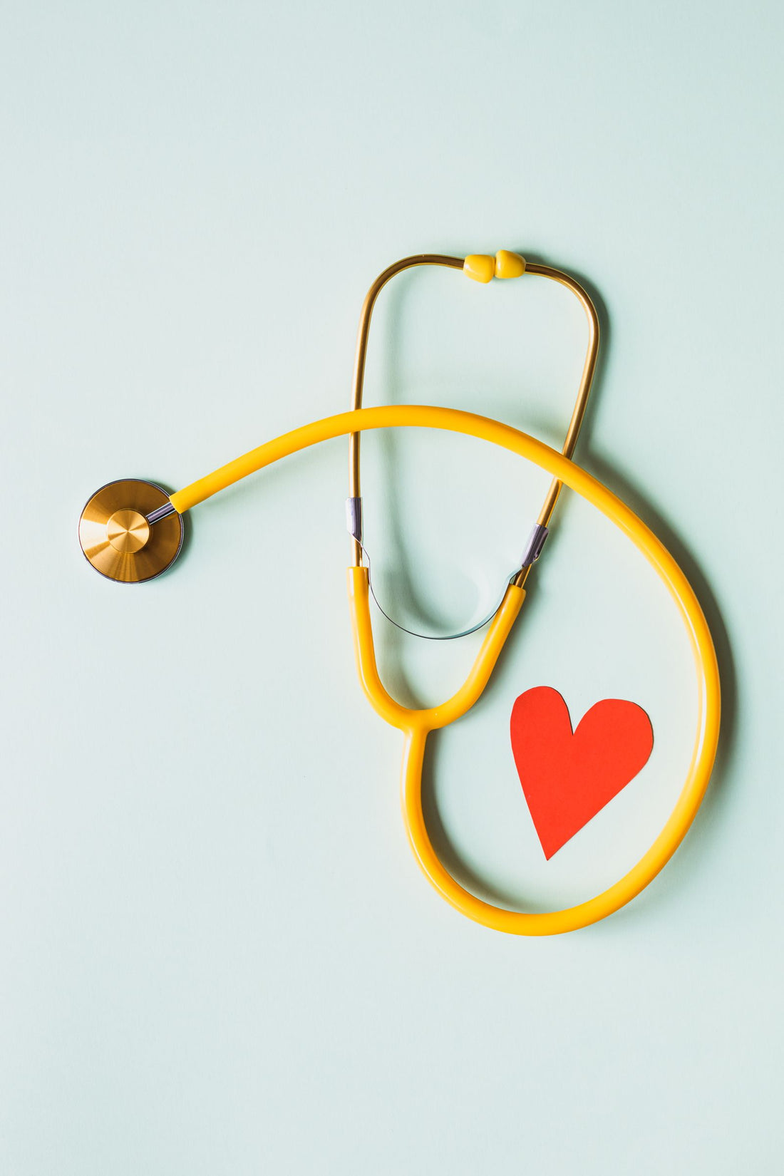 Stethoscope and a red heart symbol, representing cardiovascular and heart health.