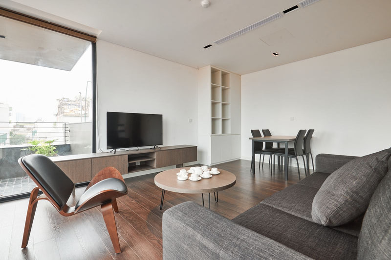 Calm, minimalist living space with natural light, representing a home wellness sanctuary.